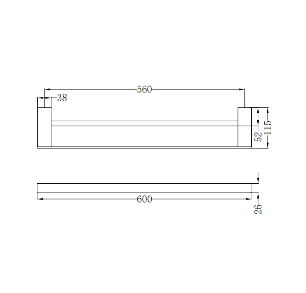 NERO CELIA DOUBLE TOWEL RAIL 600MM BRUSHED NICKEL - Ideal Bathroom CentreNR4624dBN