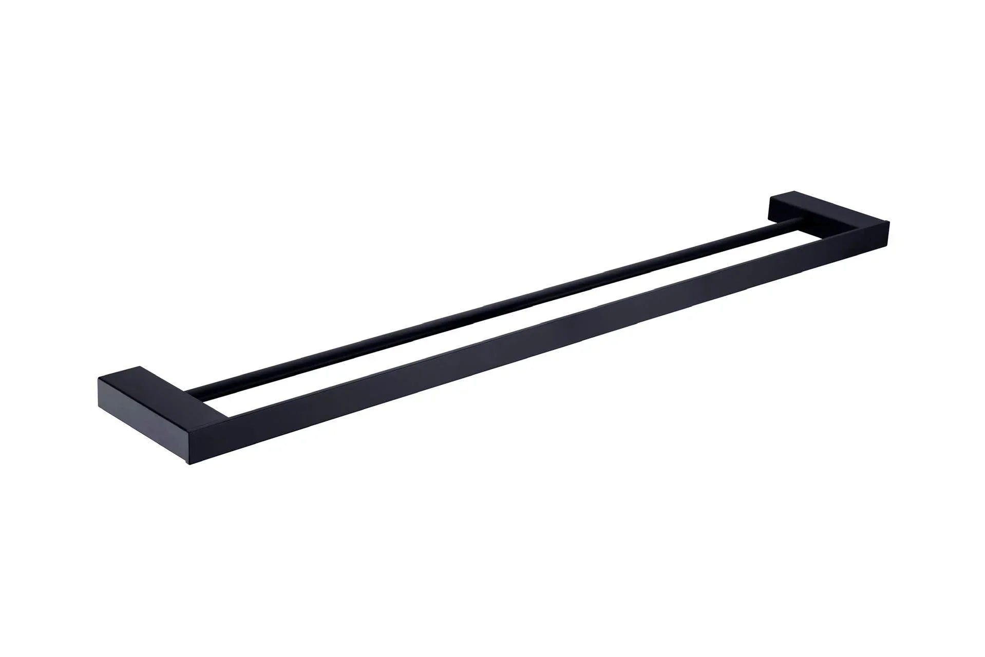 NERO CELIA DOUBLE TOWEL RAIL 600MM MATTE BLACK - Ideal Bathroom CentreNR4624dMB