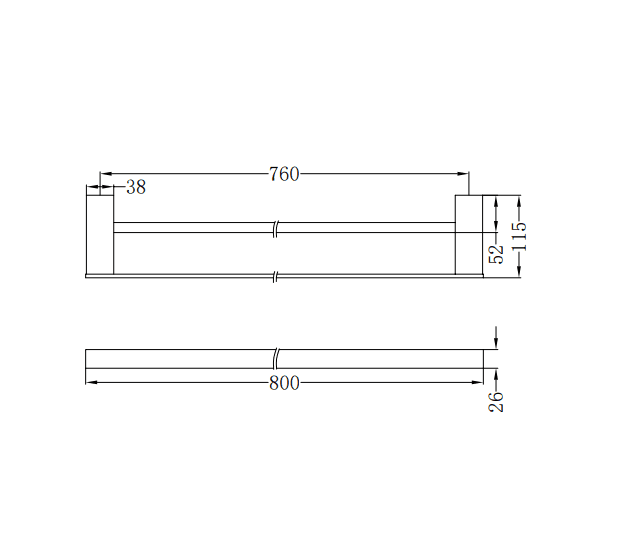 NERO CELIA DOUBLE TOWEL RAIL 800MM BRUSHED NICKEL - Ideal Bathroom CentreNR4630dBN