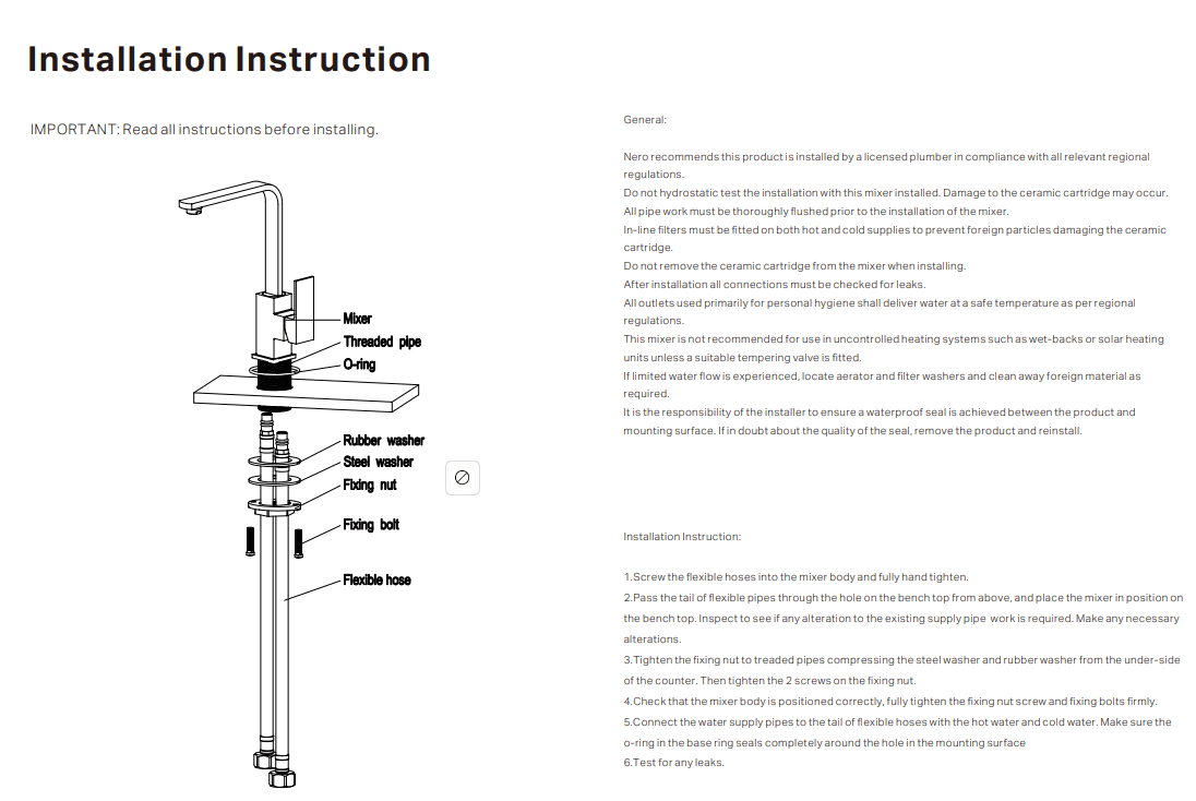 NERO CELIA KITCHEN MIXER BUILDERS RANGE MATTE BLACK - Ideal Bathroom CentreNR301506MB