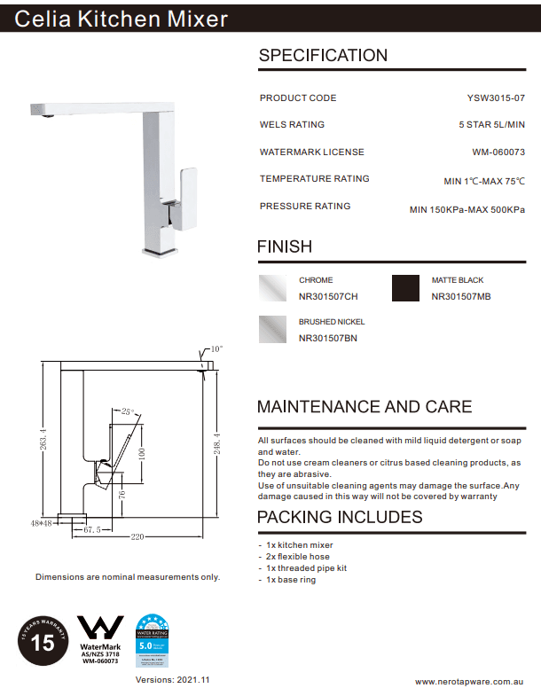 NERO CELIA KITCHEN MIXER CHROME - Ideal Bathroom CentreNR301507CH