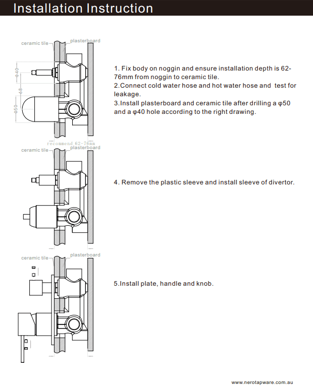 NERO CELIA SHOWER MIXER WITH DIVERTOR BRUSHED NICKEL - Ideal Bathroom CentreNR301509aBN