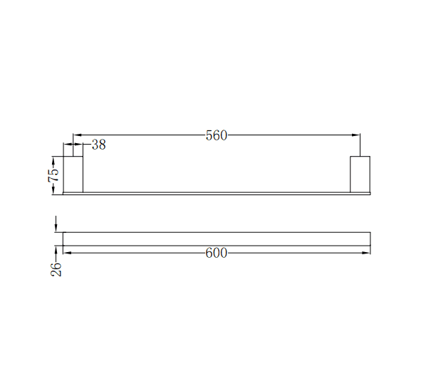NERO CELIA SINGLE TOWEL RAIL 600MM BRUSHED NICKEL - Ideal Bathroom CentreNR4624BN