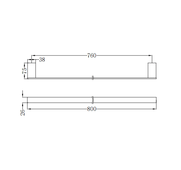 NERO CELIA SINGLE TOWEL RAIL 800MM CHROME - Ideal Bathroom CentreNR4630CH
