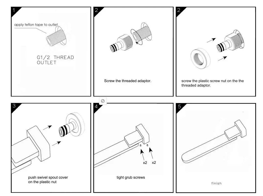 NERO CELIA SWIVEL BATH SPOUT ONLY BRUSHED NICKEL - Ideal Bathroom CentreNR206BN