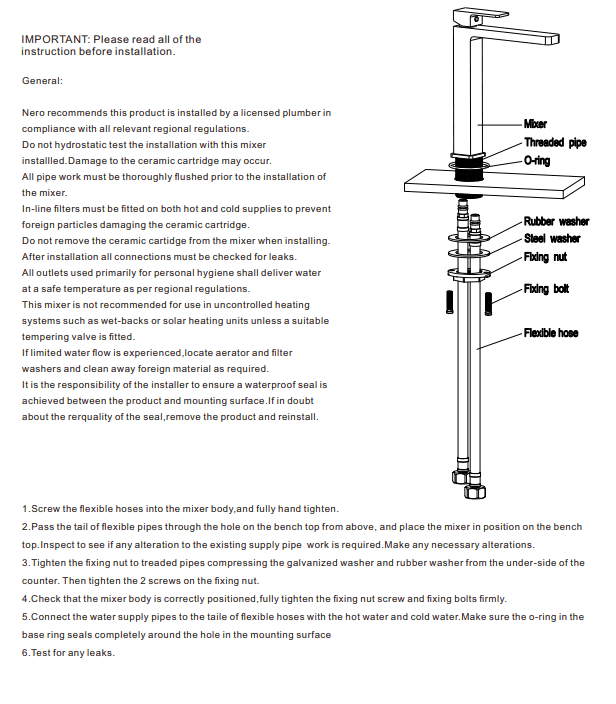 NERO CELIA TALL BASIN MIXER BRUSHED NICKEL - Ideal Bathroom CentreNR301501aBN