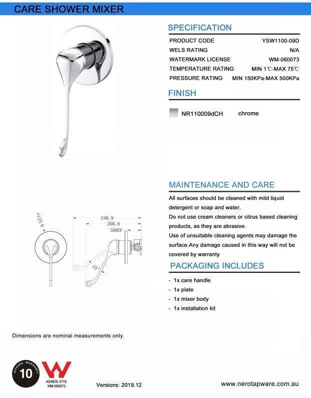 NERO CLASSIC CARE SHOWER MIXER CHROME - Ideal Bathroom CentreNR110009dCH