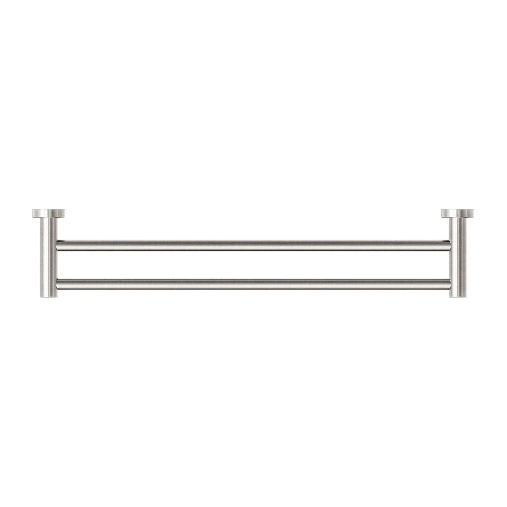 NERO CLASSIC DOUBLE TOWEL RAIL 600MM BRUSHED NICKEL - Ideal Bathroom CentreNR2024dBN