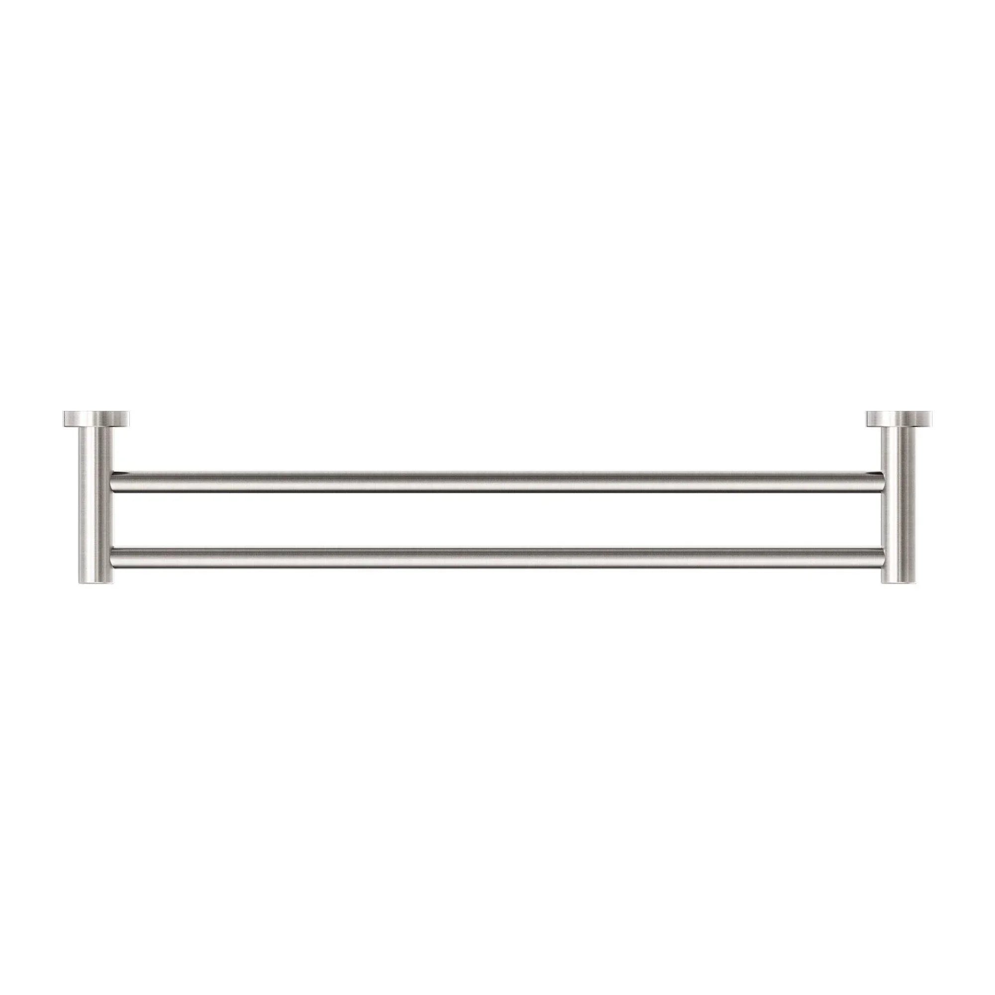 NERO CLASSIC DOUBLE TOWEL RAIL 600MM BRUSHED NICKEL - Ideal Bathroom CentreNR2024dBN