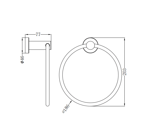 NERO CLASSIC HAND TOWEL RING BRUSHED NICKEL - Ideal Bathroom CentreNR2080BN