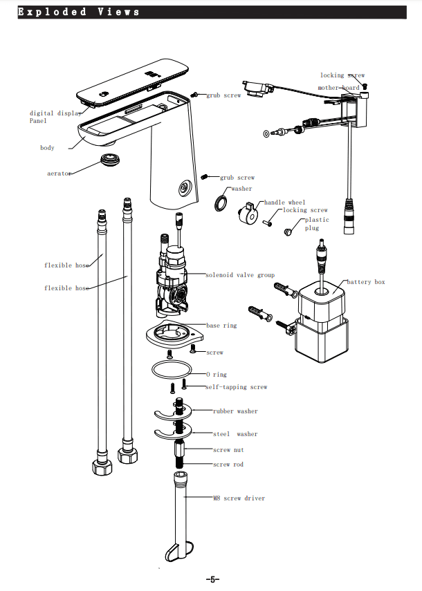 NERO CLAUDIA SENSOR MIXER WITH BLACK TOP DISPLAY BRUSHED GOLD - Ideal Bathroom CentreNR222101BG