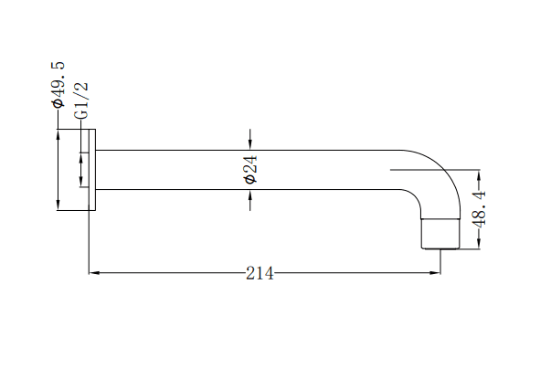 NERO DOLCE BASIN/BATH SPOUT ONLY 215MM MATTE BLACK - Ideal Bathroom CentreNR250803200MB