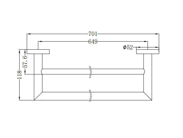 NERO DOLCE DOUBLE TOWEL RAIL 700MM CHROME - Ideal Bathroom CentreNR3630dCH