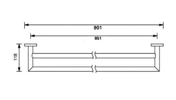NERO DOLCE DOUBLE TOWEL RAIL 900MM CHROME - Ideal Bathroom CentreNR3630dlCH