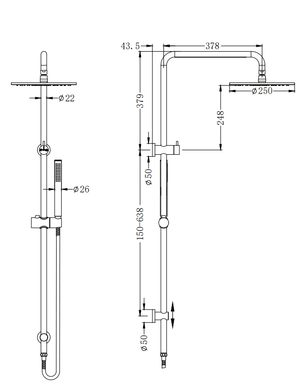 NERO DOLCE ROUND TWIN SHOWER WITH SLIM HAND SHOWER CHROME - Ideal Bathroom CentreNR280705csCH