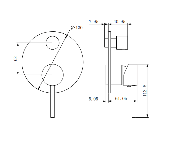 NERO DOLCE SHOWER MIXER WITH DIVERTOR TRIM KITS ONLY BRUSHED NICKEL - Ideal Bathroom CentreNR250811ATBN