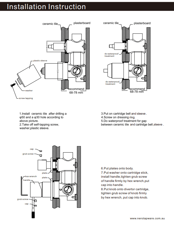 NERO DOLCE SHOWER MIXER WITH DIVERTOR TRIM KITS ONLY CHROME - Ideal Bathroom CentreNR250811ATCH