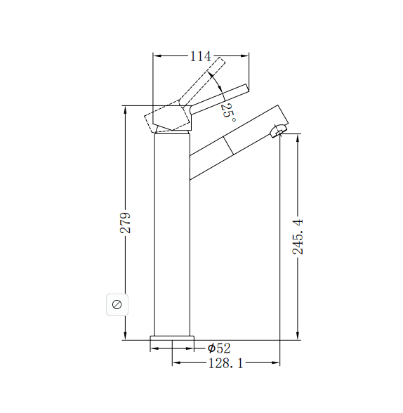 NERO DOLCE TALL BASIN MIXER ANGLE SPOUT CHROME - Ideal Bathroom CentreNR250801aCH