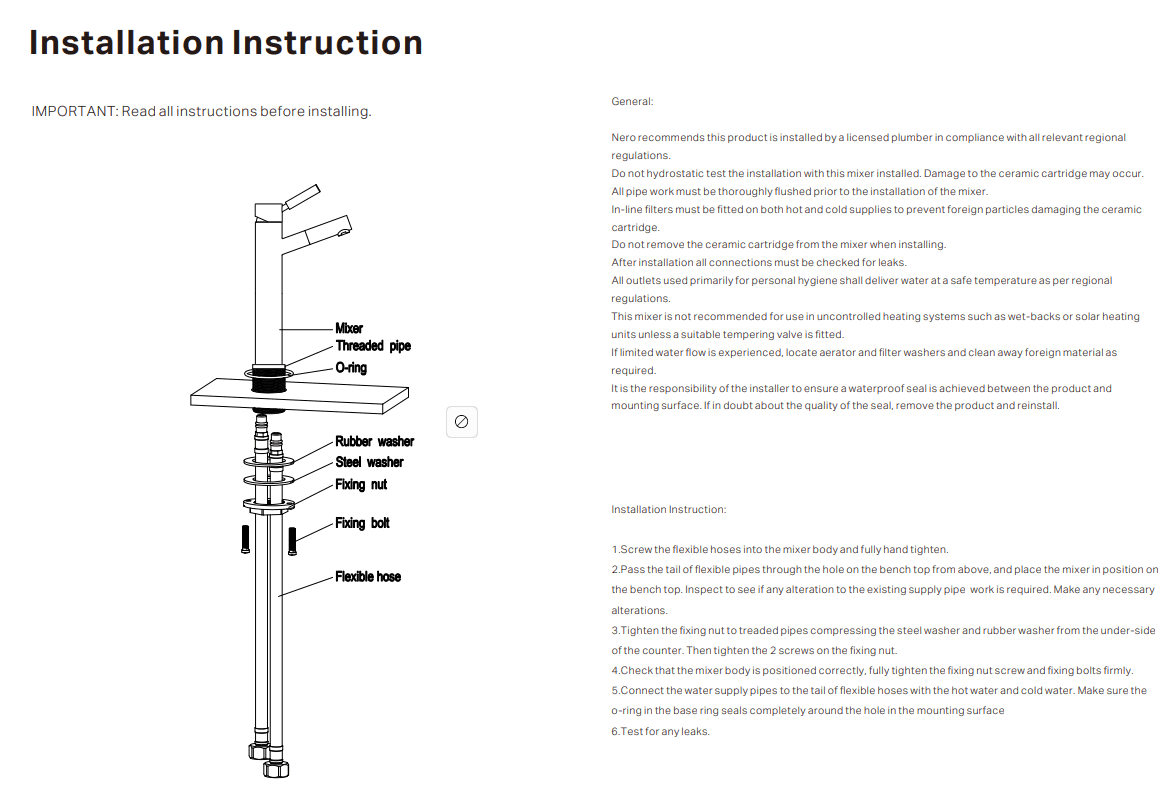NERO DOLCE TALL BASIN MIXER ANGLE SPOUT CHROME - Ideal Bathroom CentreNR250801aCH