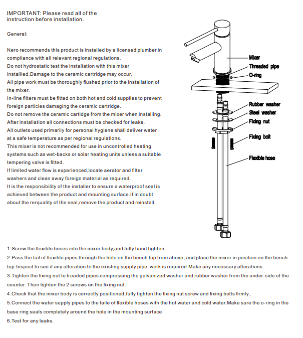 NERO DOLCE TALL BASIN MIXER CHROME - Ideal Bathroom CentreNR250804CH