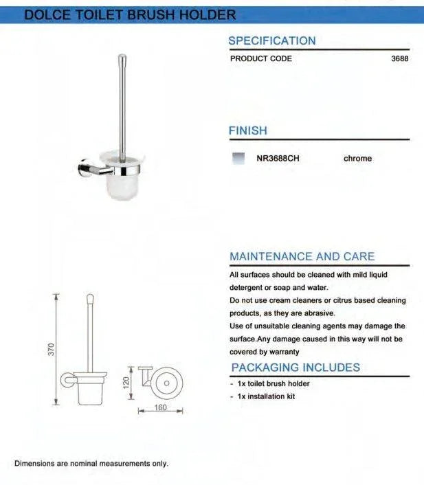 NERO DOLCE TOILET BRUSH HOLDER CHROME - Ideal Bathroom CentreNR3688CH