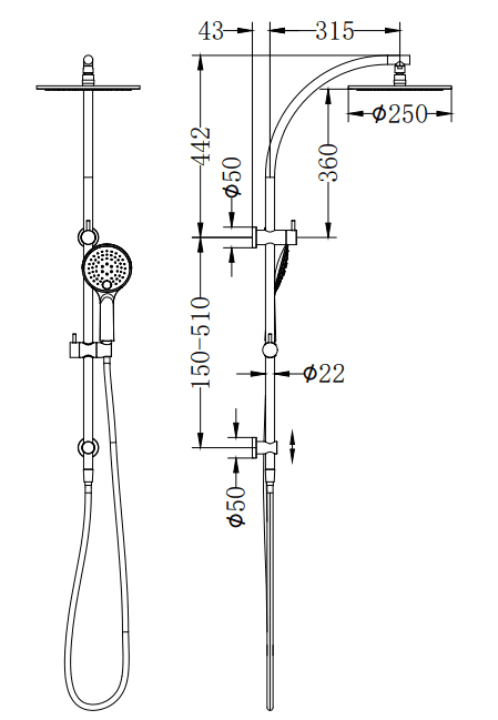 NERO DOLCE TWIN SHOWER GUN METAL - Ideal Bathroom CentreNR280705eGM
