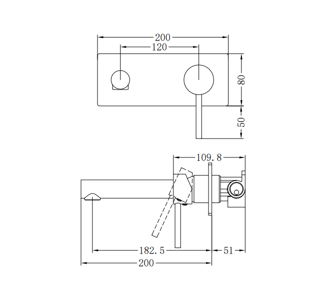 NERO DOLCE WALL BASIN MIXER STRAIGHT SPOUT MATTE BLACK - Ideal Bathroom CentreNR250807AMB