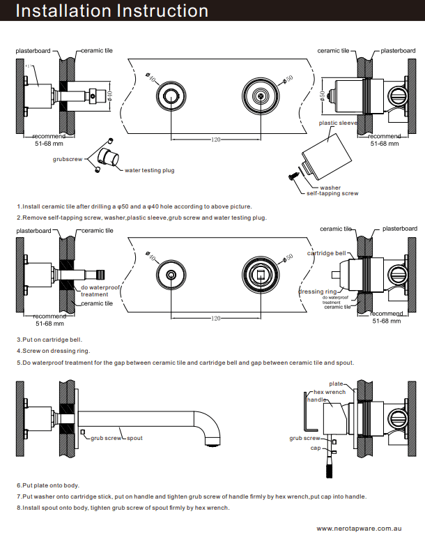 NERO DOLCE WALL BASIN/BATH MIXER TRIM KITS ONLY CHROME - Ideal Bathroom CentreNR250810bTCH