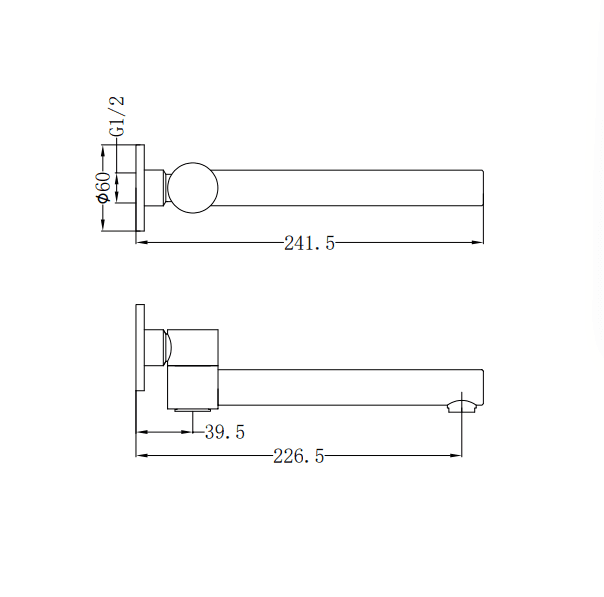 NERO DOLCE WALL MOUNTED SWIVEL BATH SPOUT ONLY GUN METAL - Ideal Bathroom CentreNR202GM