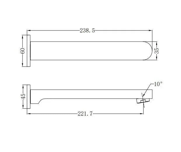 NERO ECCO FIXED BATH SPOUT ONLY BRUSHED NICKEL - Ideal Bathroom CentreNR301303BN