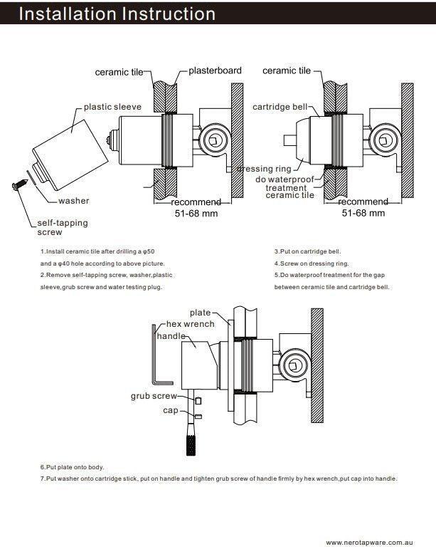 NERO ECCO SHOWER MIXER 80MM ROUND PLATE TRIM KITS ONLY MATTE BLACK - Ideal Bathroom CentreNR301311DTMB