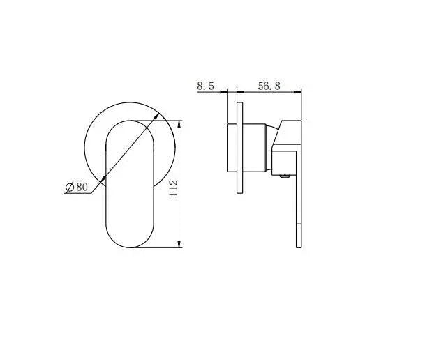 NERO ECCO SHOWER MIXER 80MM ROUND PLATE TRIM KITS ONLY MATTE BLACK - Ideal Bathroom CentreNR301311DTMB