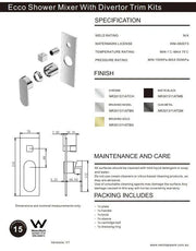 NERO ECCO SHOWER MIXER WITH DIVERTOR TRIM KITS ONLY BRUSHED NICKEL - Ideal Bathroom CentreNR301311ATBN