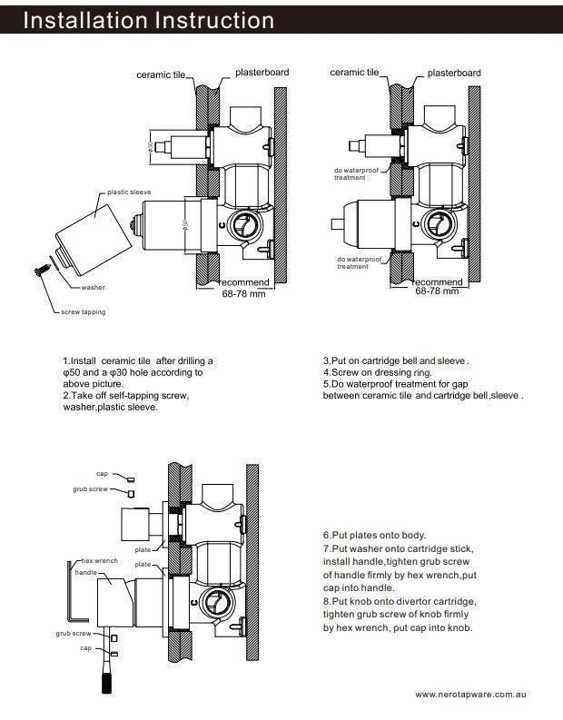 NERO ECCO SHOWER MIXER WITH DIVERTOR TRIM KITS ONLY CHROME - Ideal Bathroom CentreNR301311ATCH