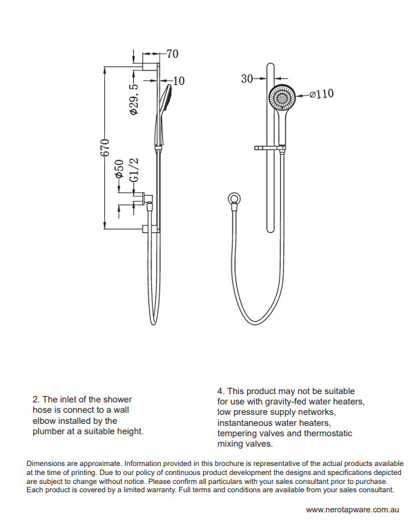 NERO ECCO SHOWER RAIL WITH AIR SHOWER CHROME - Ideal Bathroom CentreNR30802CH