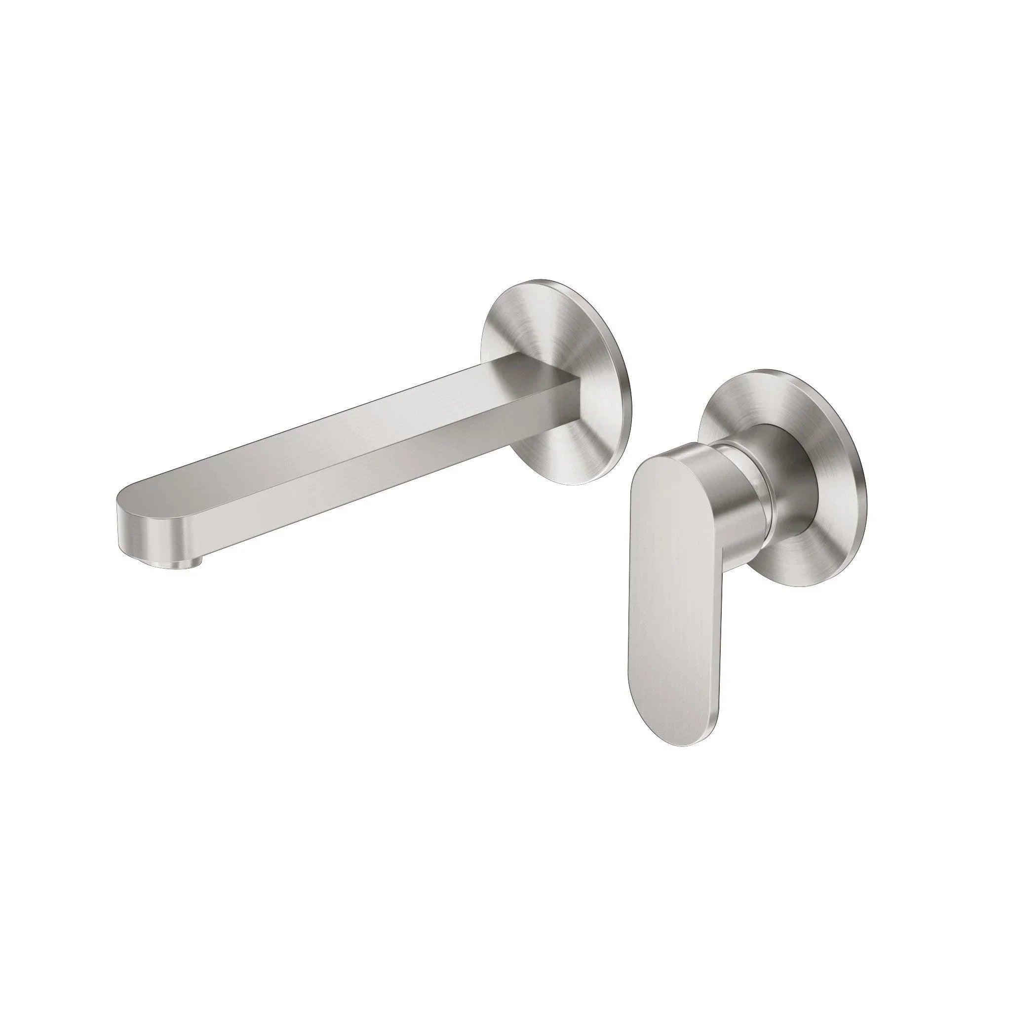 NERO ECCO WALL BASIN/BATH MIXER SEPARATE BACK PLATE BRUSHED NICKEL - Ideal Bathroom CentreNR301310bBN