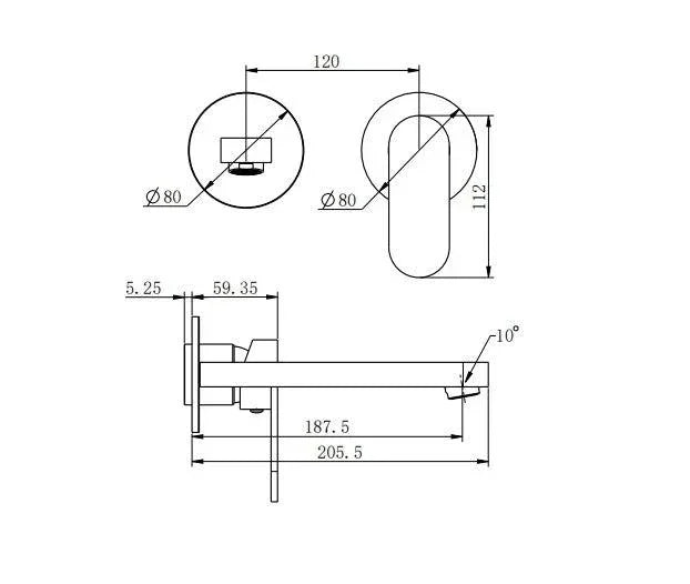 NERO ECCO WALL BASIN/BATH MIXER SEPARATE BACK PLATE TRIM KITS ONLY BRUSHED NICKEL - Ideal Bathroom CentreNR301310bTBN