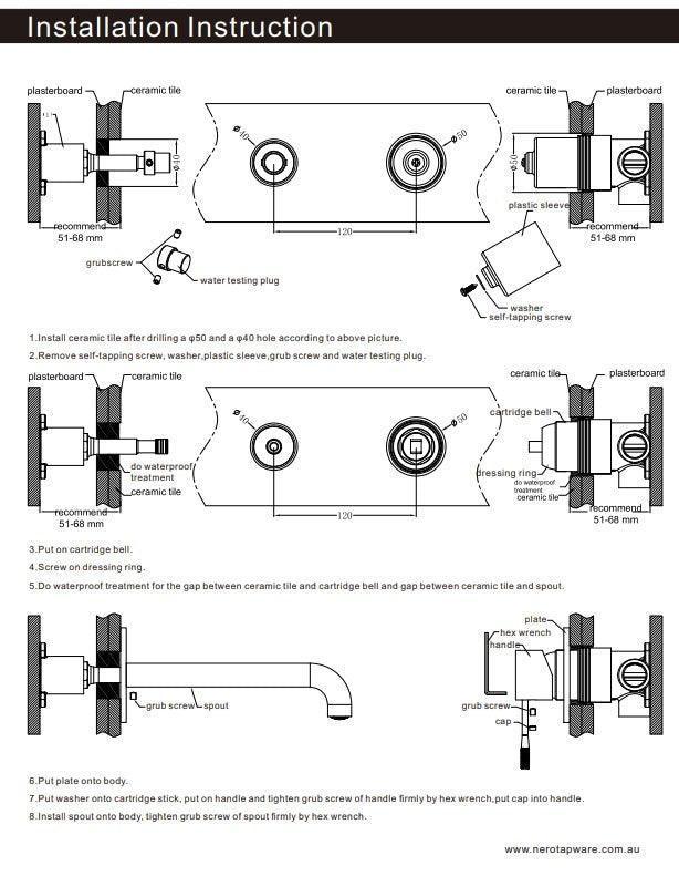 NERO ECCO WALL BASIN/BATH MIXER SEPARATE BACK PLATE TRIM KITS ONLY BRUSHED NICKEL - Ideal Bathroom CentreNR301310bTBN