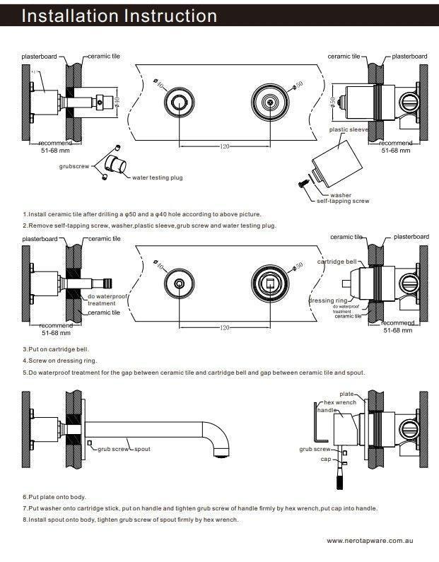 NERO ECCO WALL BASIN/BATH MIXER TRIM KITS ONLY BRUSHED NICKEL - Ideal Bathroom CentreNR301310aTBN