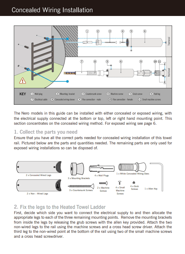 NERO HEATED TOWEL LADDER BRUSHED GOLD - Ideal Bathroom CentreNR190002HBG
