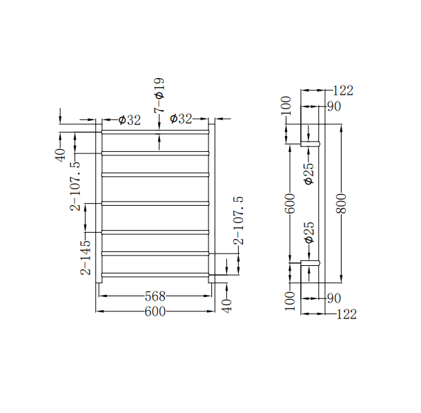 NERO HEATED TOWEL LADDER GRAPHITE - Ideal Bathroom CentreNR190002HGR