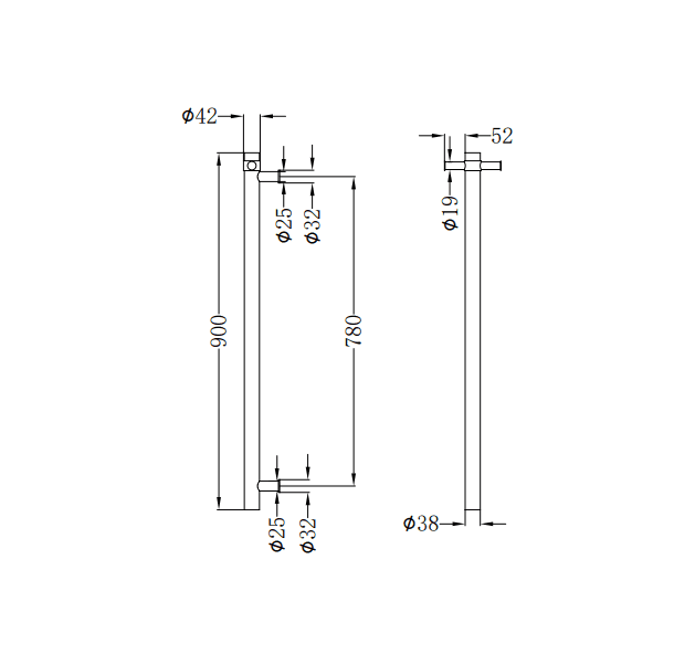 NERO HEATED VERTICAL TOWEL RAIL BRUSHED BRONZE - Ideal Bathroom CentreNRV900HBZ