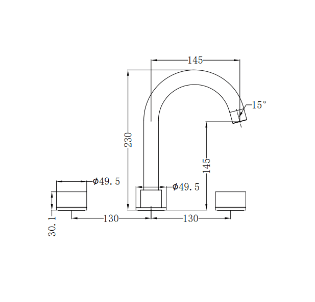 NERO KARA BASIN SET BRUSHED BRONZE - Ideal Bathroom CentreNR211701BZ