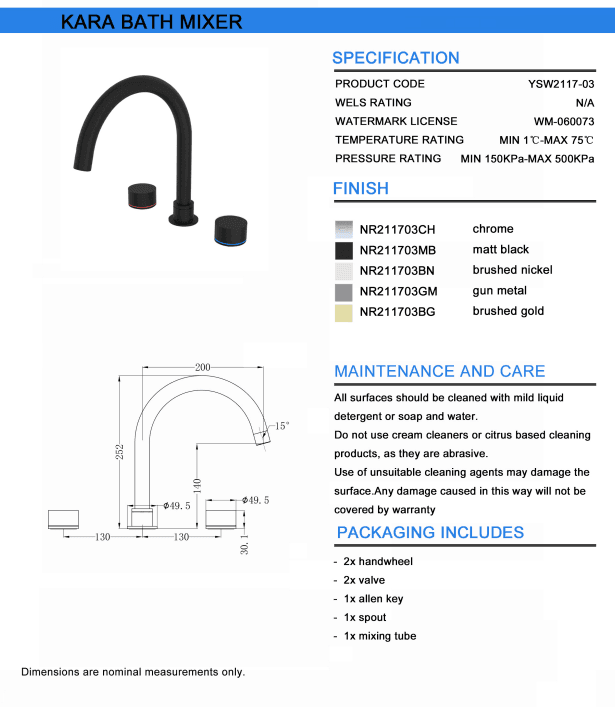 NERO KARA BATH SET MATTE BLACK - Ideal Bathroom CentreNR211703MB