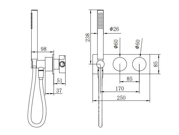 NERO KARA PROGRESSIVE SHOWER SYSTEM MATTE BLACK - Ideal Bathroom CentreNR271903cMB