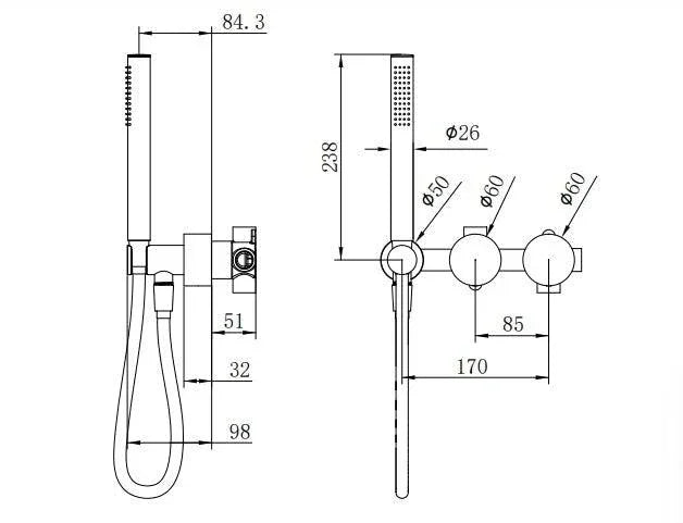 NERO KARA PROGRESSIVE SHOWER SYSTEM SEPARATE PLATE MATTE BLACK - Ideal Bathroom CentreNR271903dMB