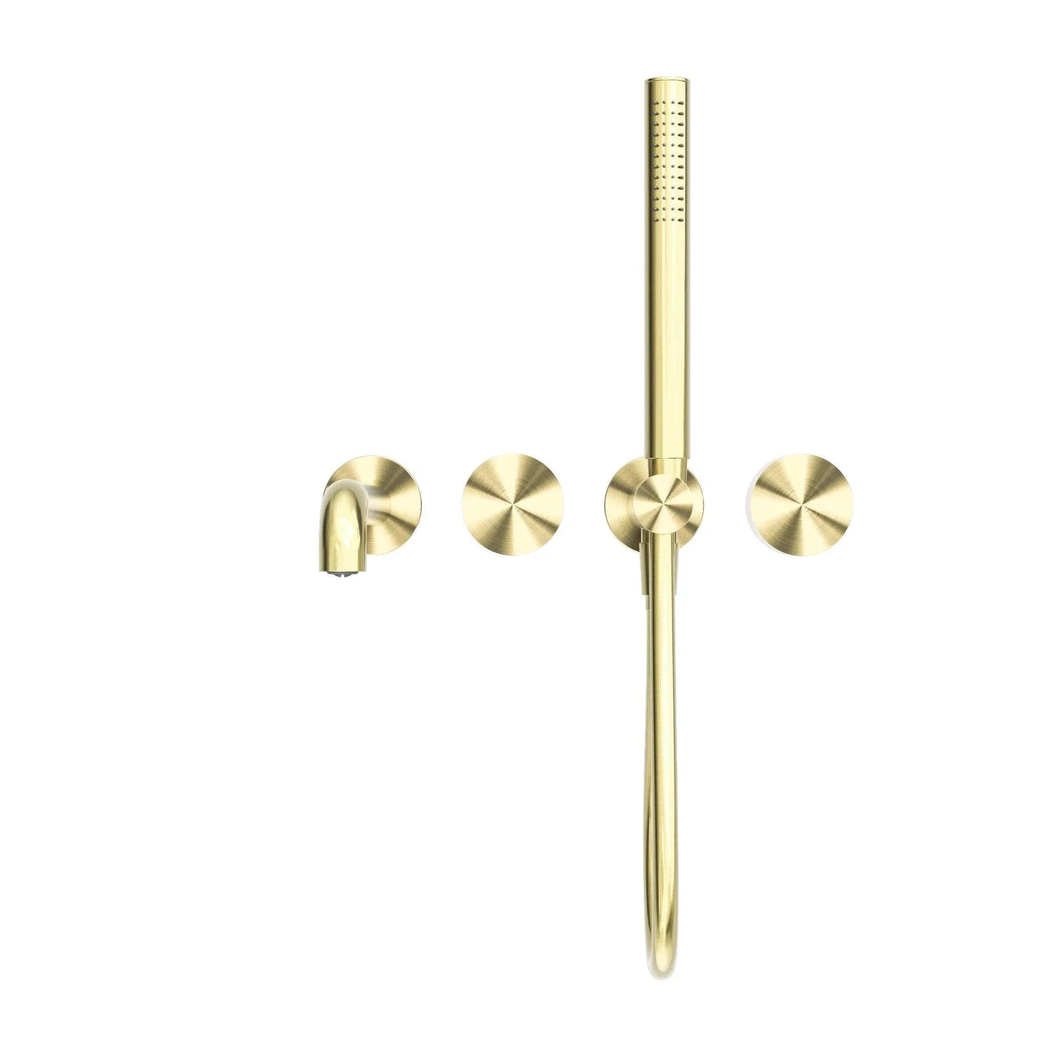 NERO KARA PROGRESSIVE SHOWER SYSTEM SEPARATE PLATE WITH SPOUT 230MM BRUSHED GOLD - Ideal Bathroom CentreNR271903b230BG