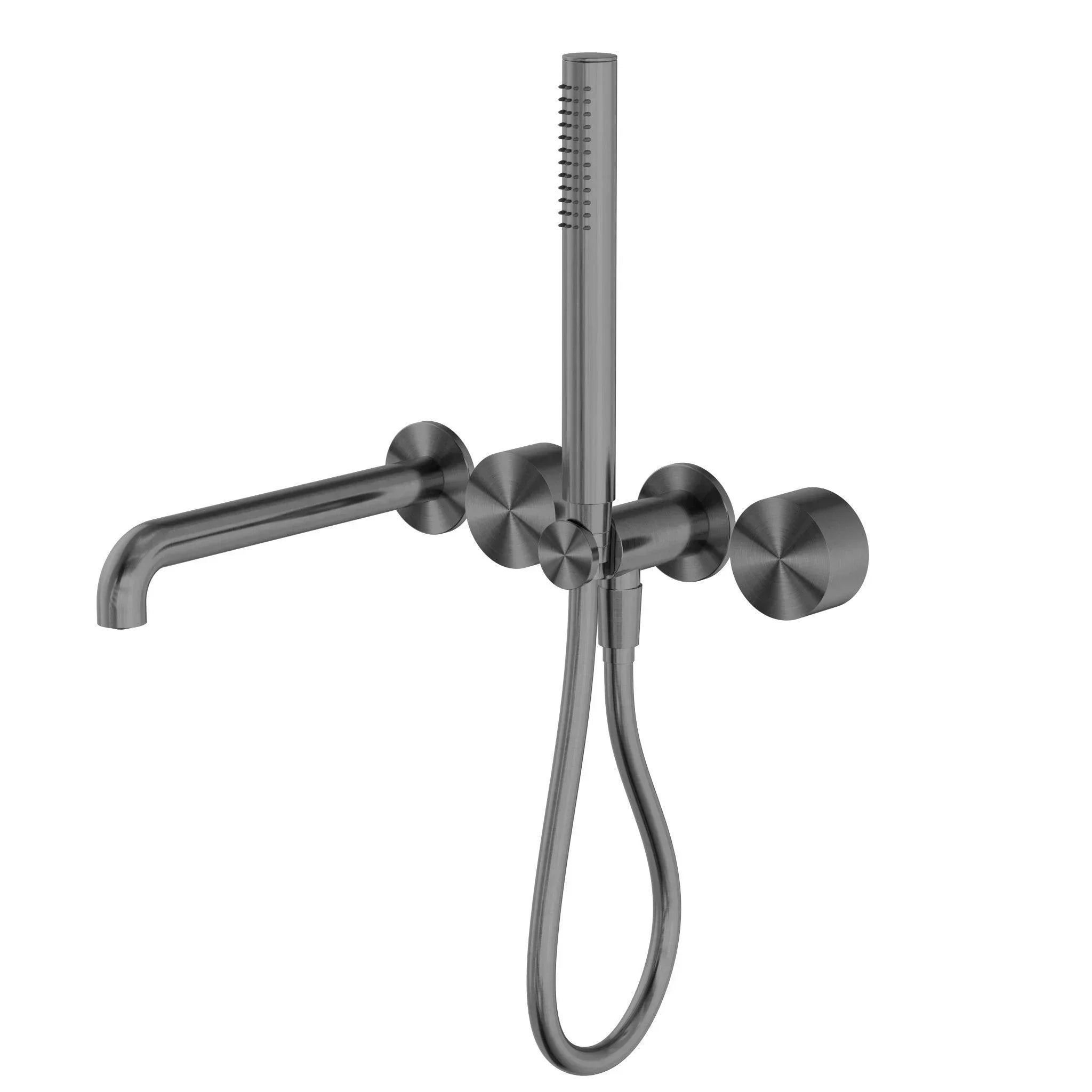 NERO KARA PROGRESSIVE SHOWER SYSTEM SEPARATE PLATE WITH SPOUT 230MM GUN METAL - Ideal Bathroom CentreNR271903b230GM
