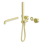 NERO KARA PROGRESSIVE SHOWER SYSTEM SEPARATE PLATE WITH SPOUT 230MM TRIM KITS ONLY BRUSHED GOLD - Ideal Bathroom CentreNR271903b230tBG