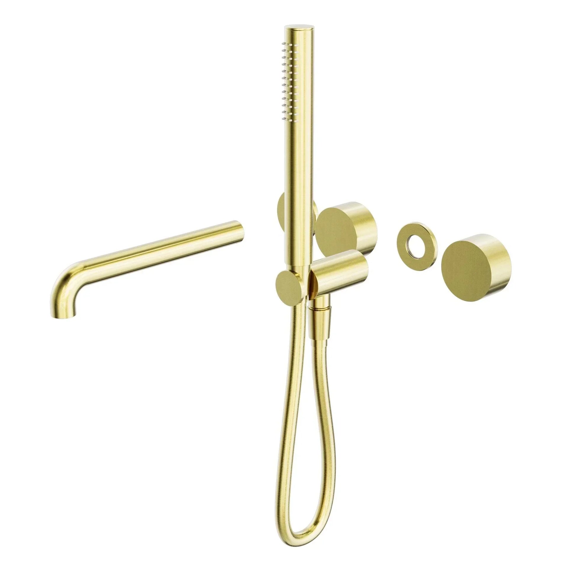 NERO KARA PROGRESSIVE SHOWER SYSTEM SEPARATE PLATE WITH SPOUT 230MM TRIM KITS ONLY BRUSHED GOLD - Ideal Bathroom CentreNR271903b230tBG
